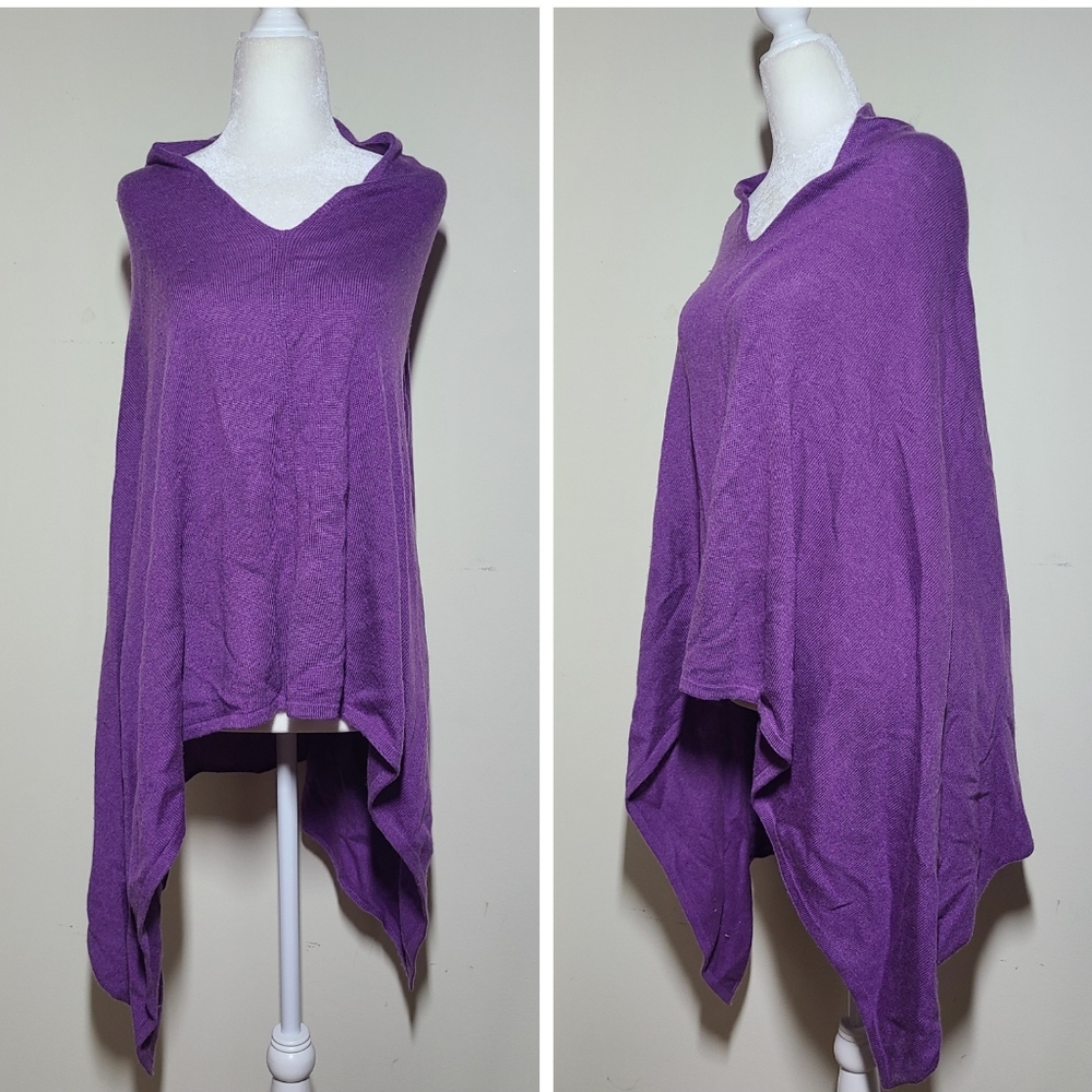 100% Cashmere Made in Nepal Purple Poncho Sweater